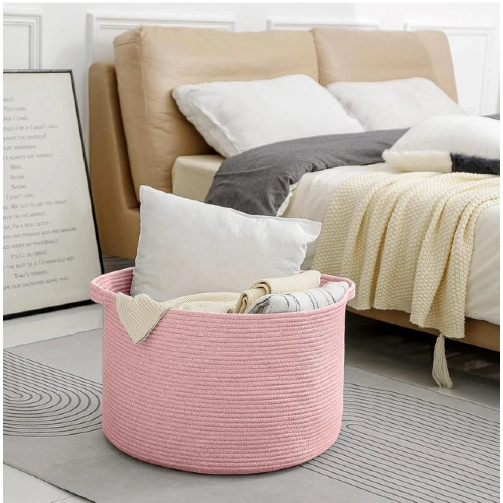 Cotton Pack Of_1 14X12 Inch Storage Basket For Clothes With Ou