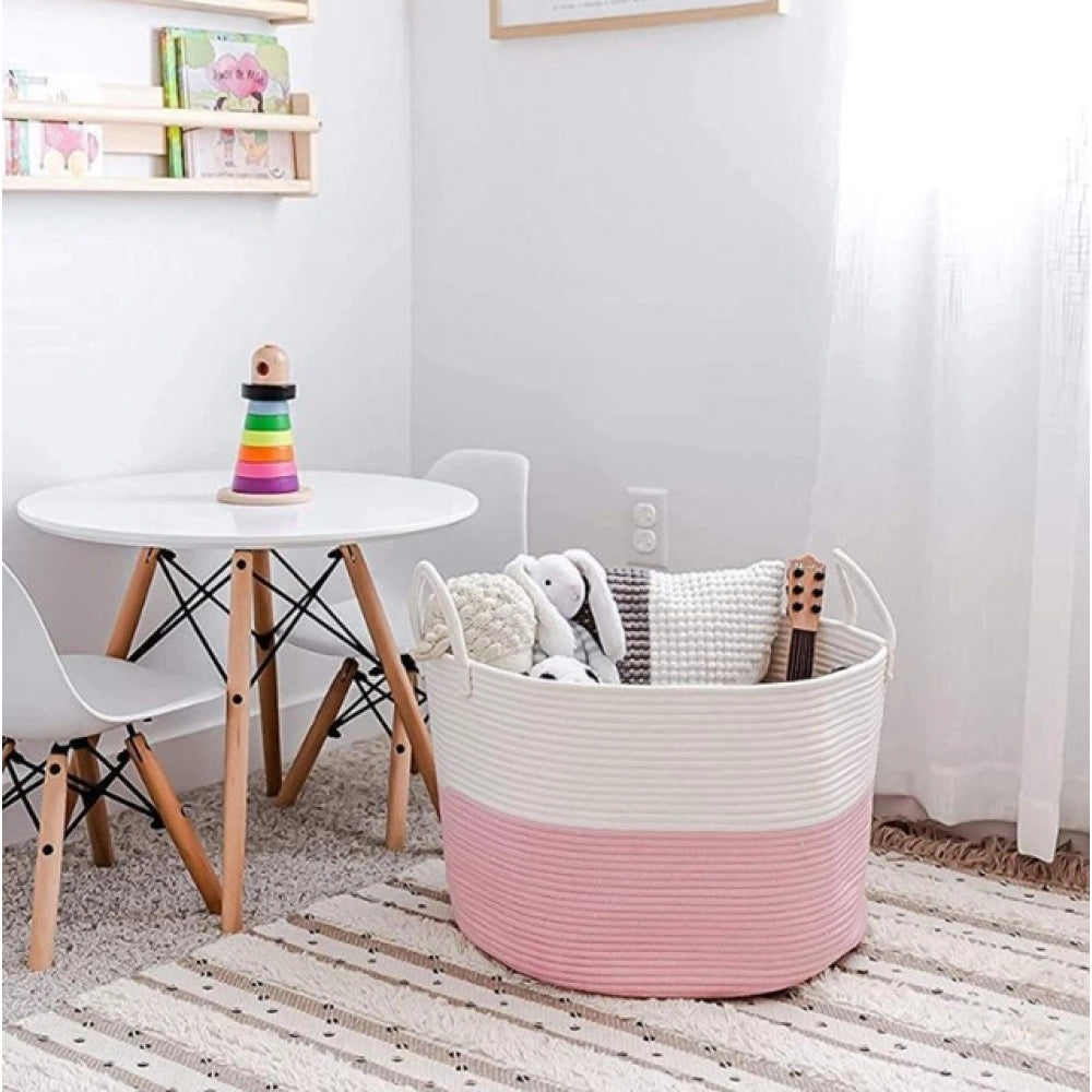 Cotton Pack Of_1 14X12 Inch Laundry Storage Basket For Clothes