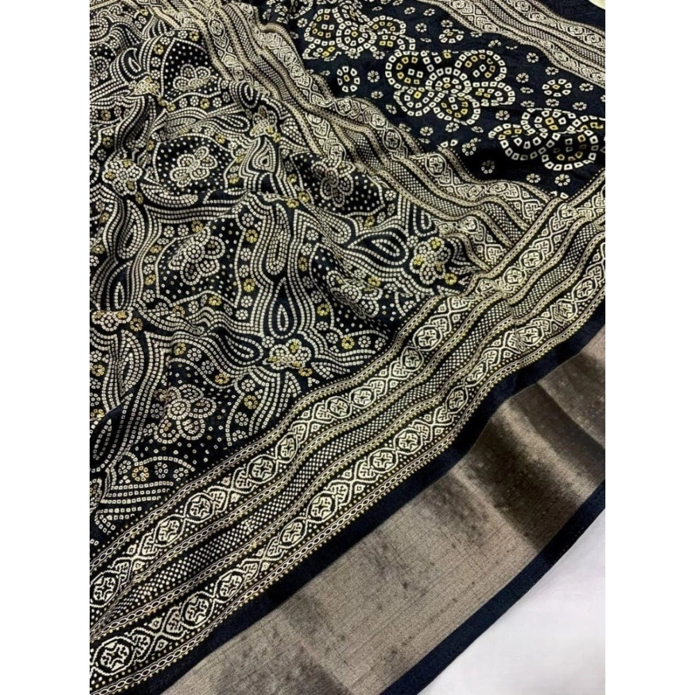 Women'S Cotton Silk Printed Saree With Unstitched Blouse 5.5Mt