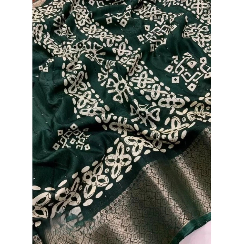 Women'S Cotton Silk Printed Saree With Unstitched Blouse 5.5Mt