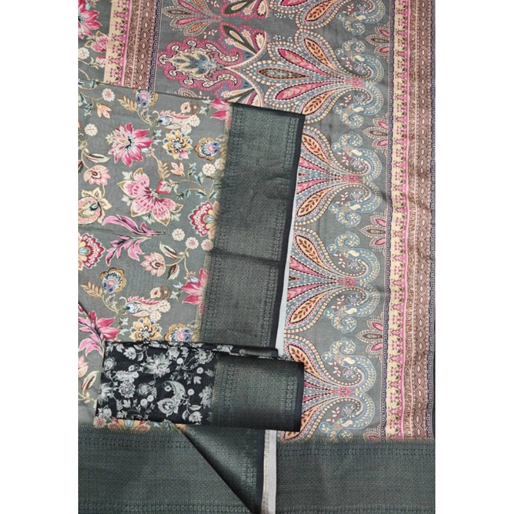 Women'S Cotton Silk Floral Printed Saree With Unstitched Blous