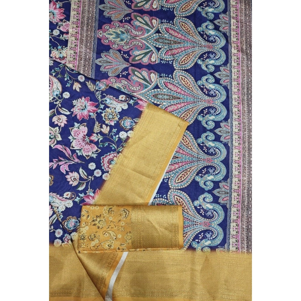 Women'S Cotton Silk Floral Printed Saree With Unstitched Blous