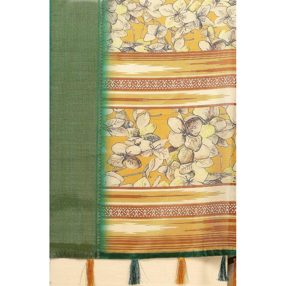 Women'S Cotton Silk Floral Printed Saree With Unstitched Blous