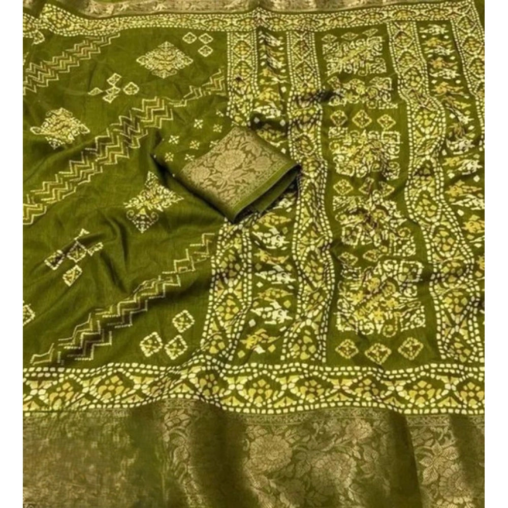 Women'S Cotton Silk Printed Saree With Unstitched Blouse 5.5Mt