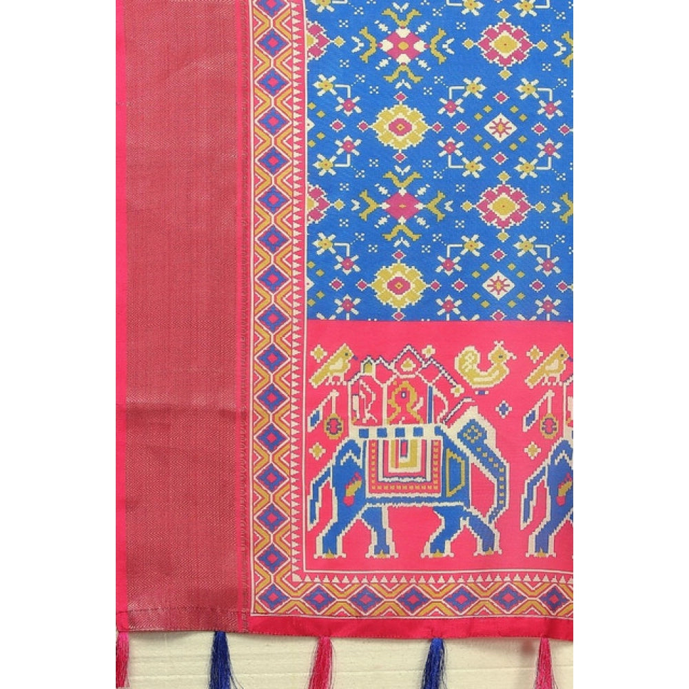 Women'S Cotton Silk Printed Saree With Unstitched Blouse 5.5Mt