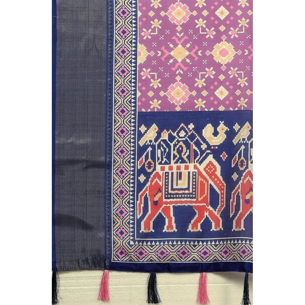 Women'S Cotton Silk Printed Saree With Unstitched Blouse 5.5Mt
