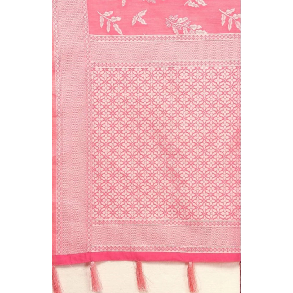 Women'S Art Silk Jacquard Printed Saree With Unstitched Blouse