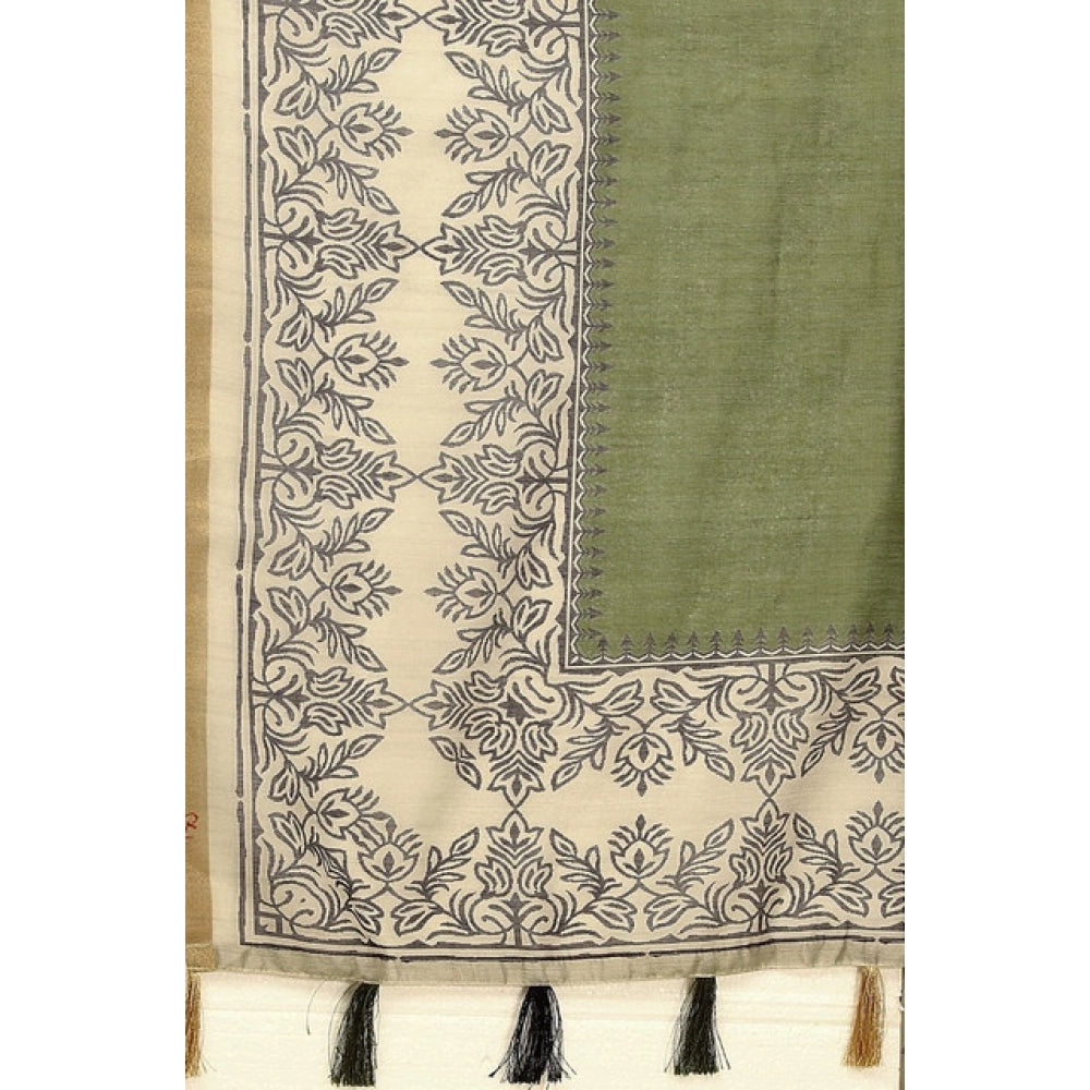 Women'S Chanderi Printed Saree With Unstitched Blouse 5.5Mtr (