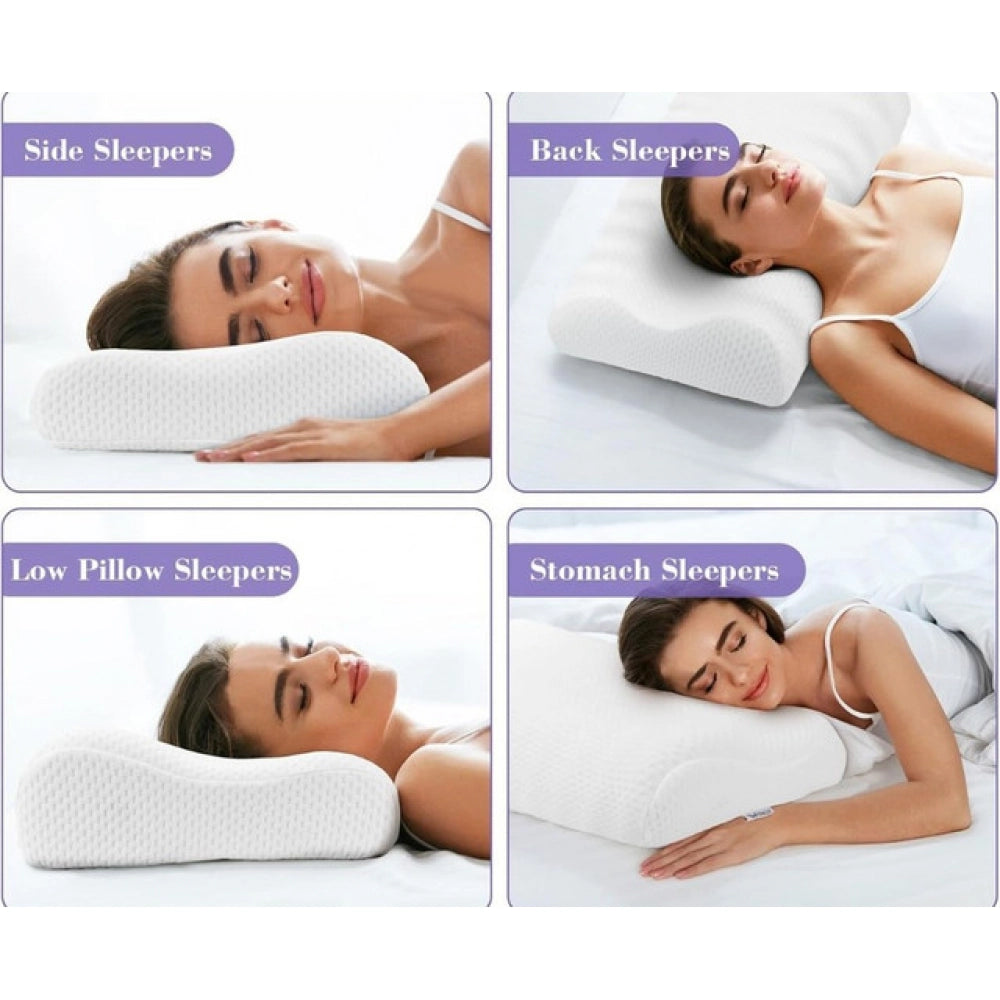 Memory Foam Orthopedic Neck Pillow - White