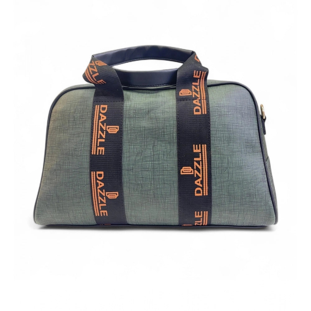 Women's Polyurethane Textured Duffle Bag with Adjustable & Removable Strap (Dark Green)