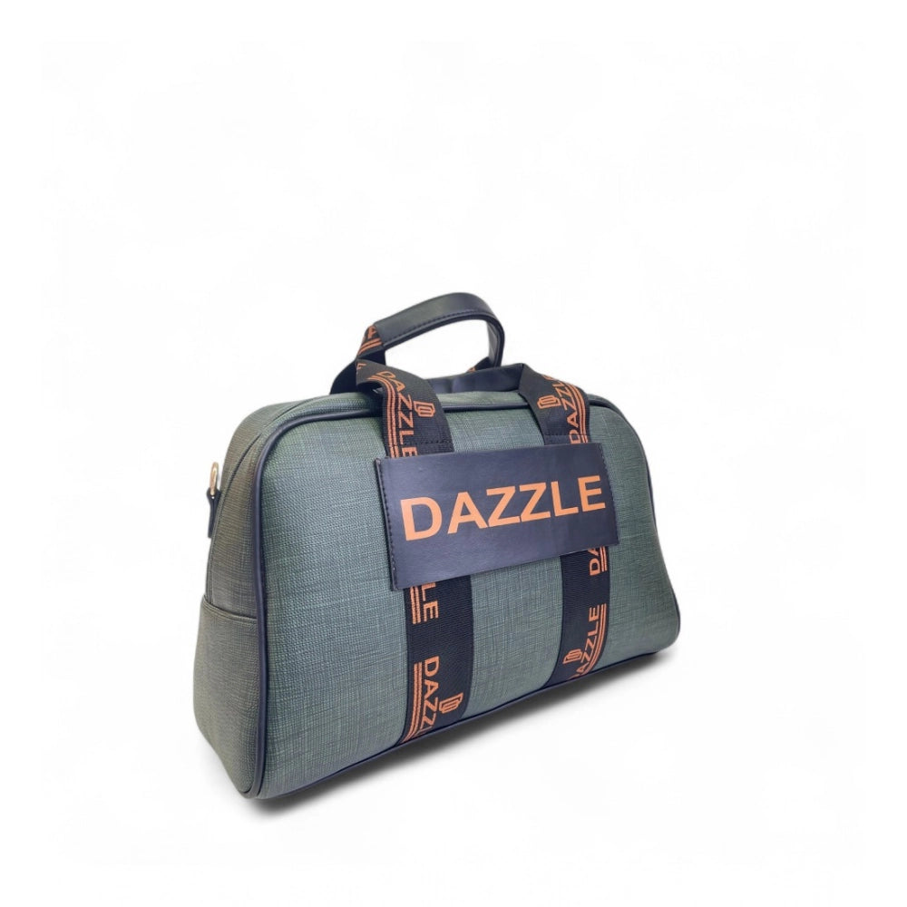 Women's Polyurethane Textured Duffle Bag with Adjustable & Removable Strap (Dark Green)