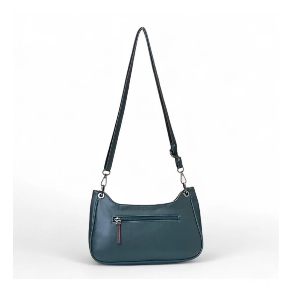Women's Polyurethane Floral Embroidered Crossbody Sling Bag with Adjustable & Removable Strap (Blue)