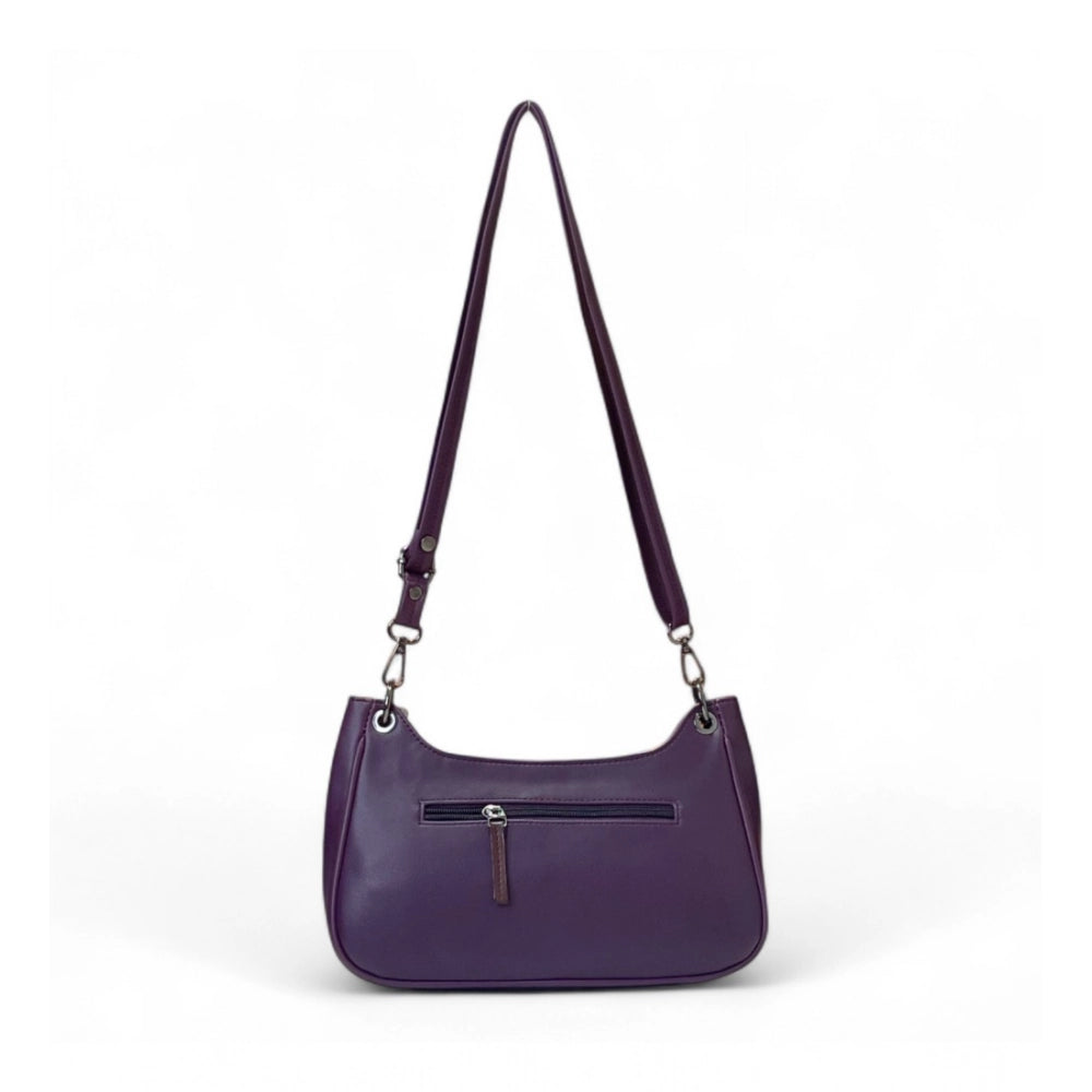Women’s Purple Floral Embroidered Crossbody Sling Bag with Adjustable & Removable Strap