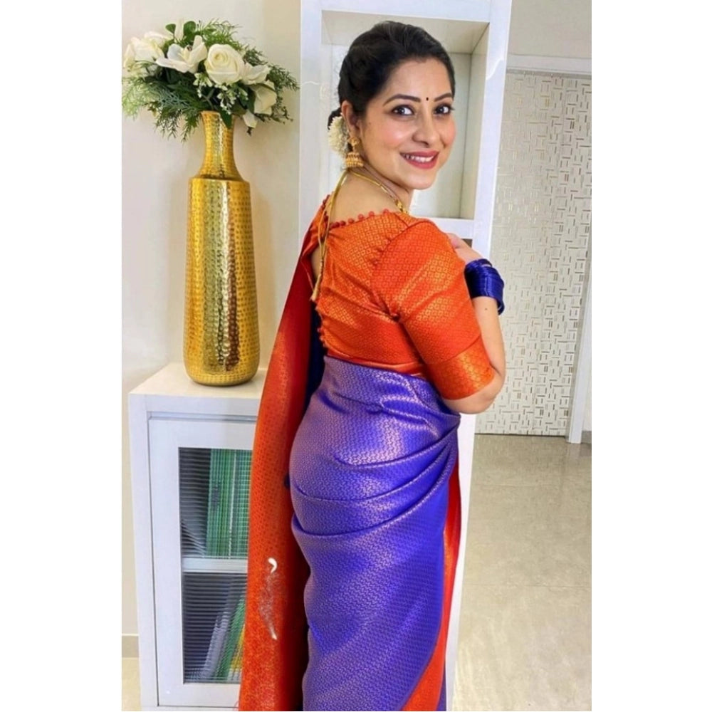 Women'S Soft Lichi Silk Printed Saree With Unstitched Blouse 5