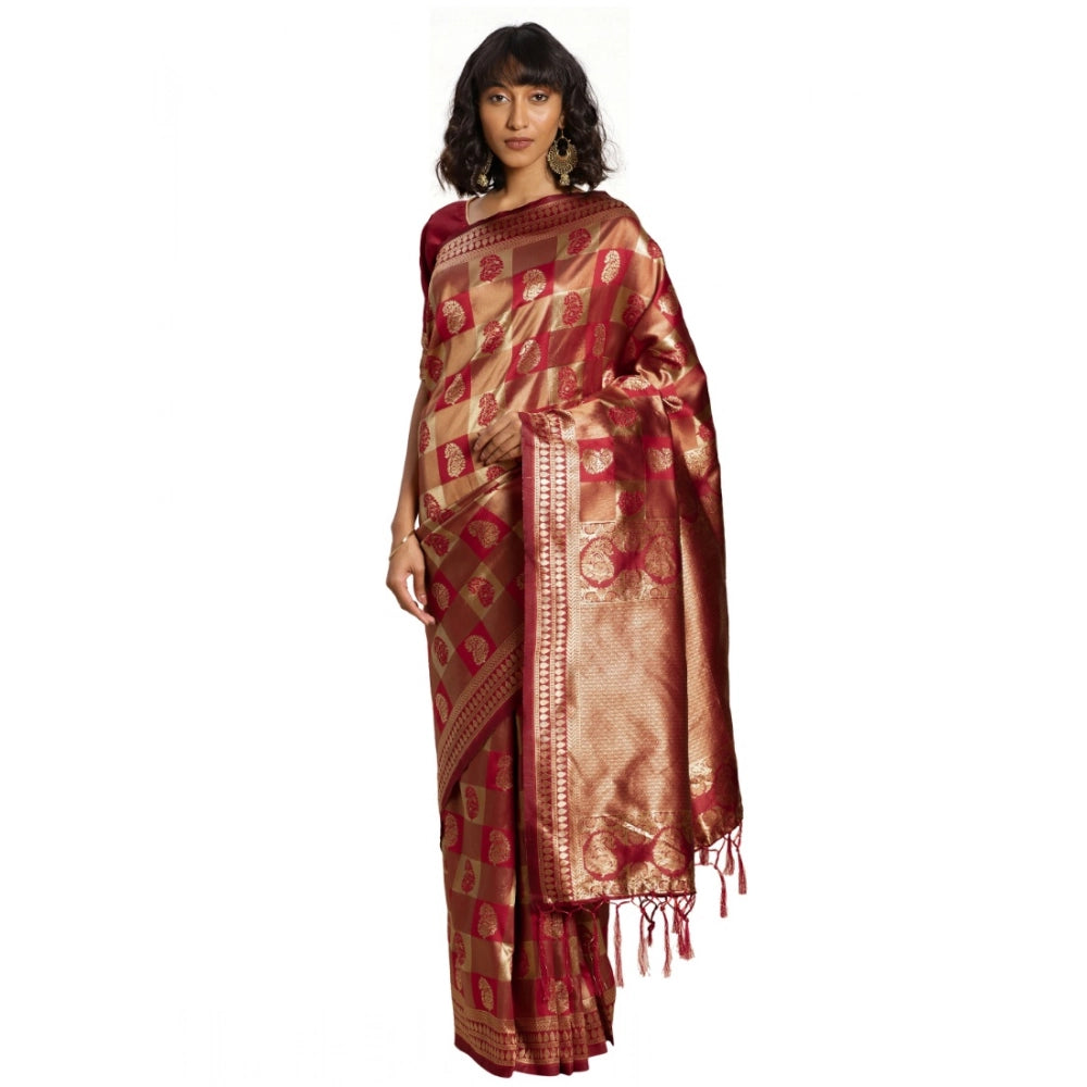 Women'S Banarasi Silk Saree (Red, 5-6Mtrs)