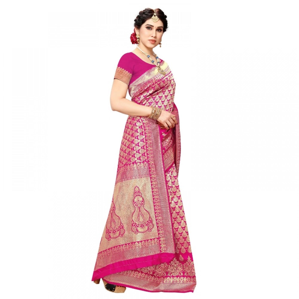 Women'S Jacquard Silk Kanjivaram Jacquard Silk Saree With Blou
