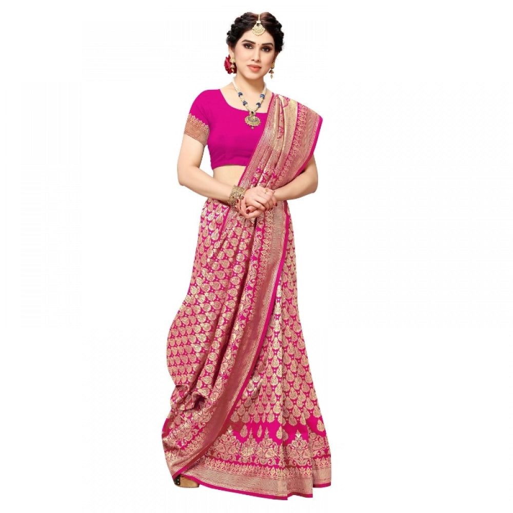 Women'S Jacquard Silk Kanjivaram Jacquard Silk Saree With Blou