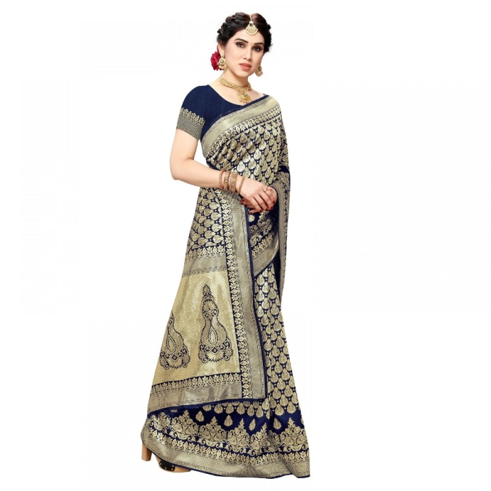 Women'S Jacquard Silk Kanjivaram Jacquard Silk Saree With Blou