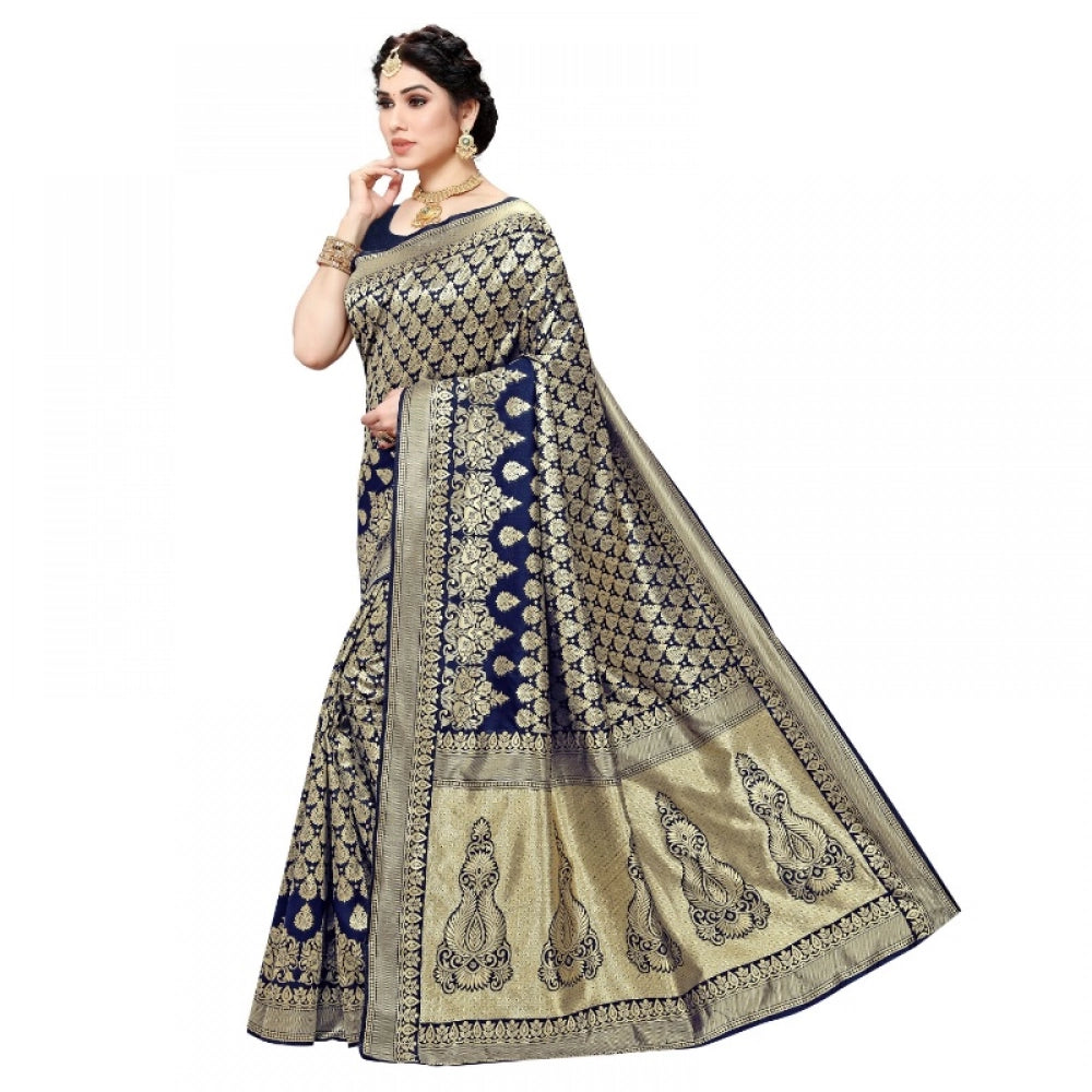 Women'S Jacquard Silk Kanjivaram Jacquard Silk Saree With Blou