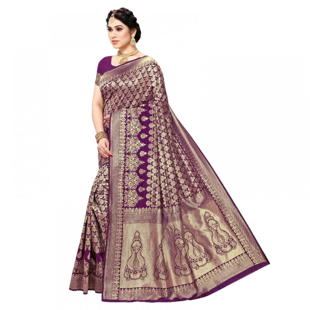 Women'S Jacquard Silk Kanjivaram Jacquard Silk Saree With Blou