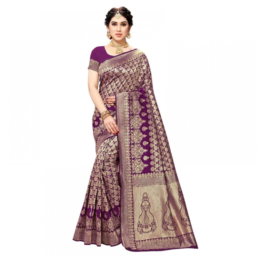 Women'S Jacquard Silk Kanjivaram Jacquard Silk Saree With Blou