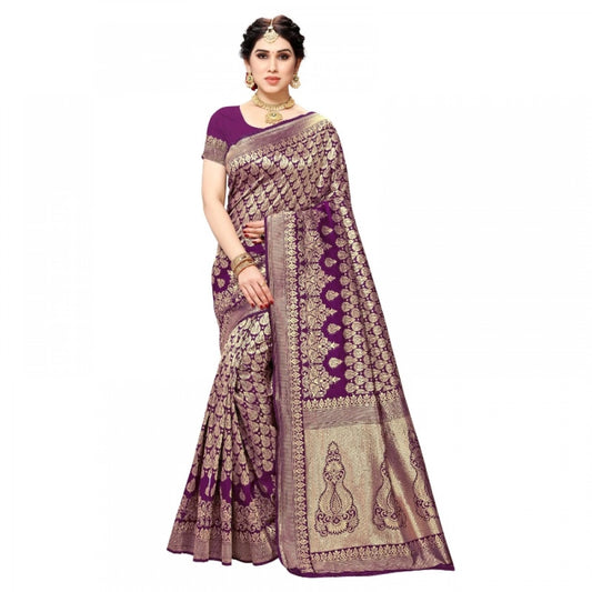 Women'S Jacquard Silk Kanjivaram Jacquard Silk Saree With Blou
