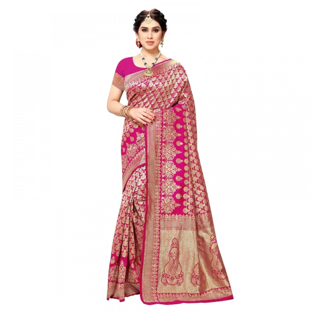 Women'S Jacquard Silk Kanjivaram Jacquard Silk Saree With Blou