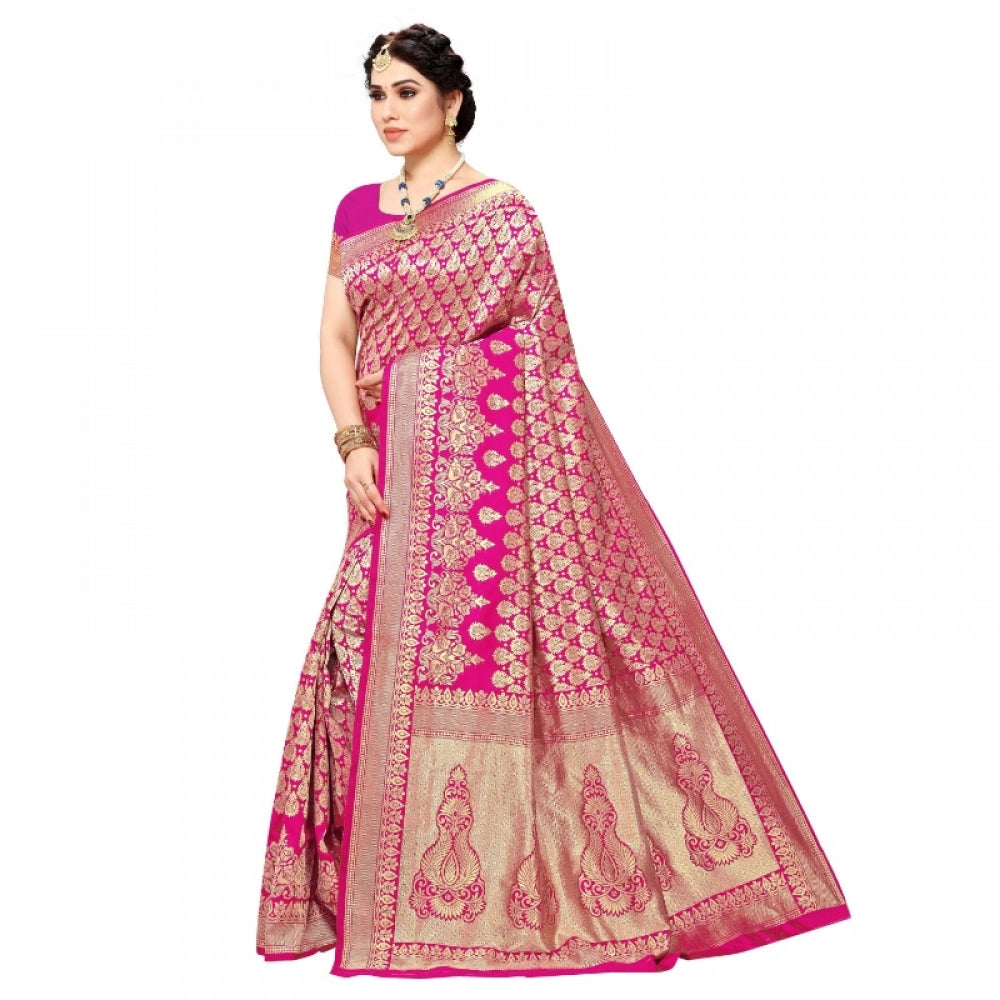 Women'S Jacquard Silk Kanjivaram Jacquard Silk Saree With Blou