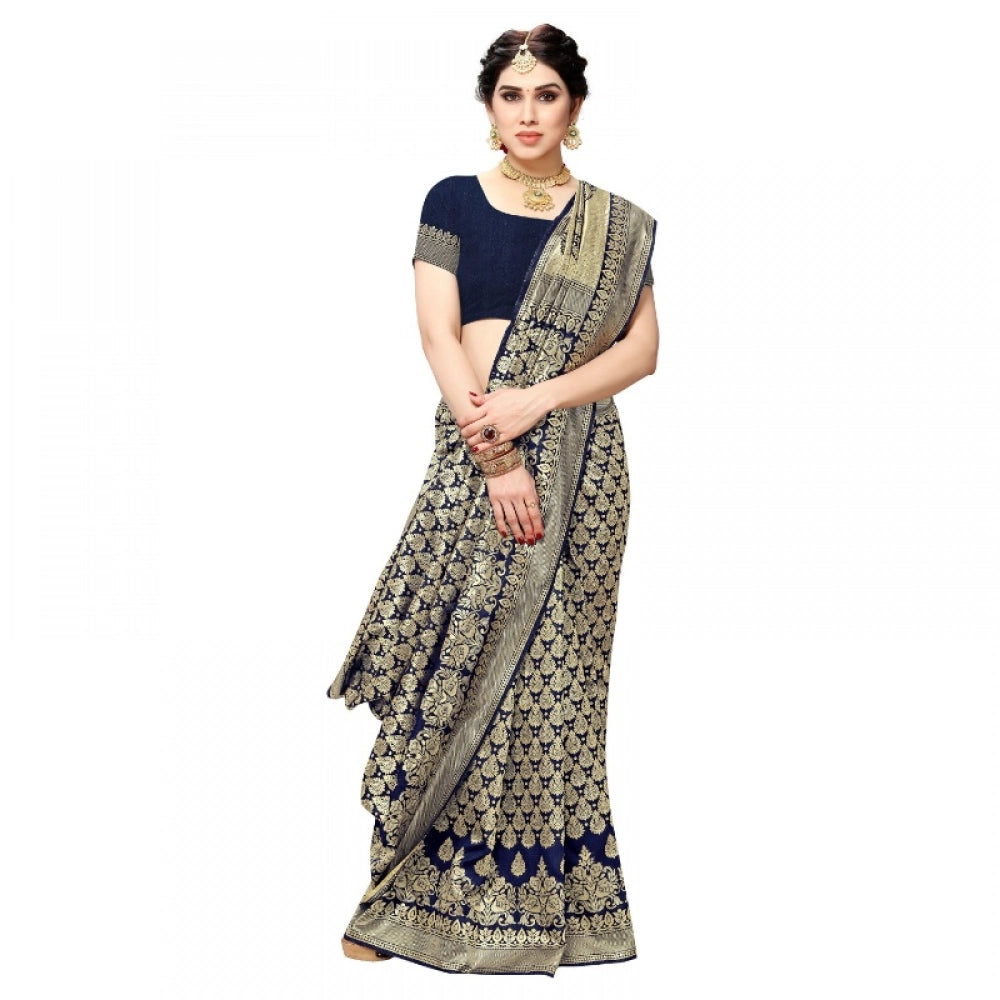 Women'S Jacquard Silk Kanjivaram Jacquard Silk Saree With Blou