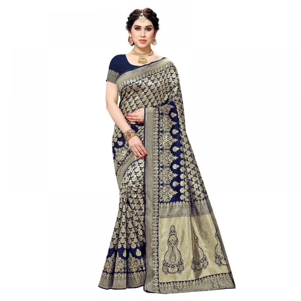 Women'S Jacquard Silk Kanjivaram Jacquard Silk Saree With Blou