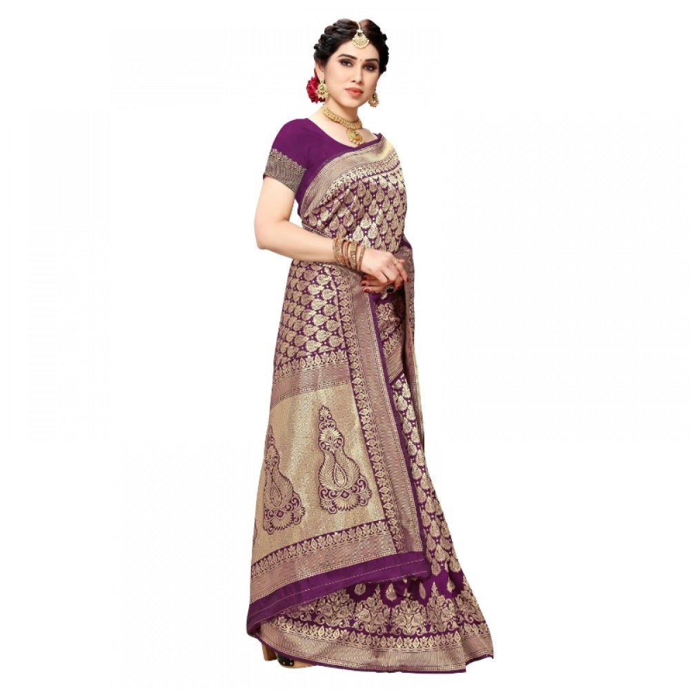 Women'S Jacquard Silk Kanjivaram Jacquard Silk Saree With Blou