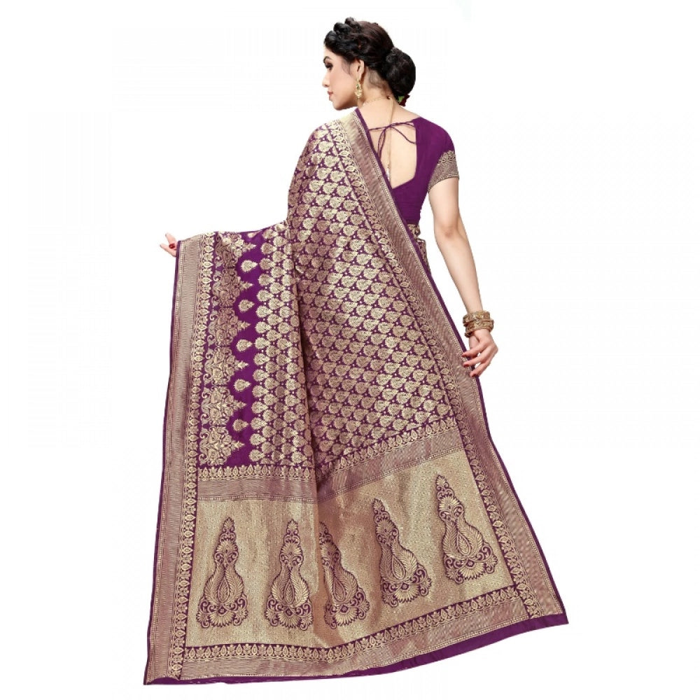 Women'S Jacquard Silk Kanjivaram Jacquard Silk Saree With Blou