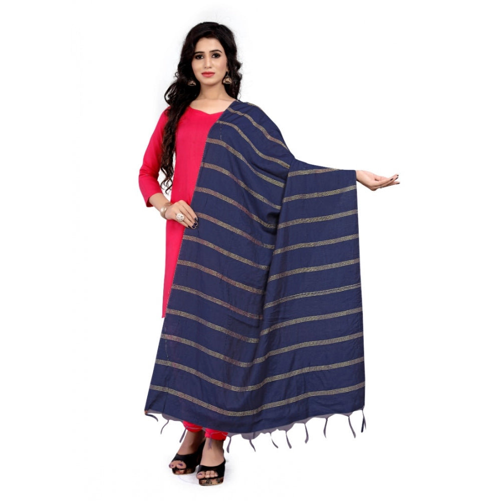 Women'S Cotton Jari Woven Work Dupatta (Blue, Length:2-2.4 Mtr