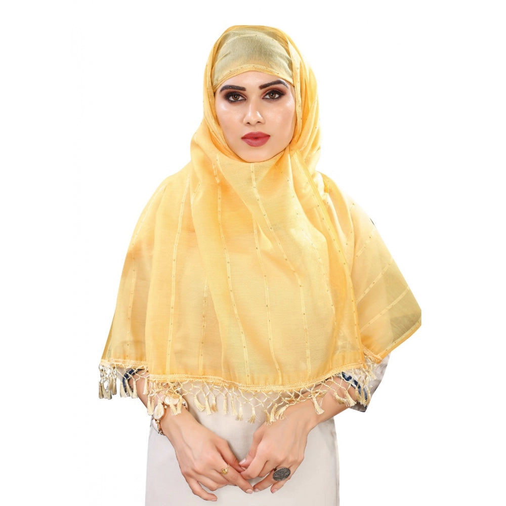 Women'S Cotton Silk Strips Printed Dupatta (Yellow, Length:2-2