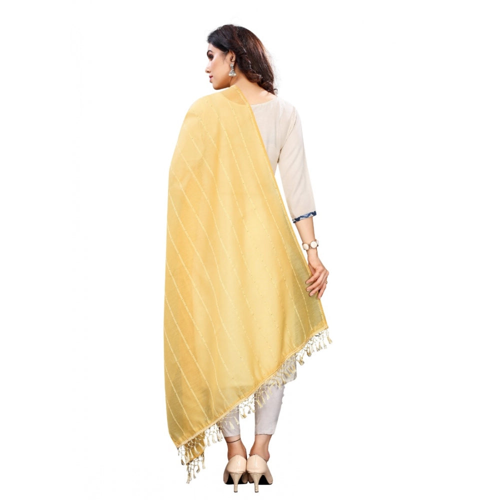 Women'S Cotton Silk Strips Printed Dupatta (Yellow, Length:2-2