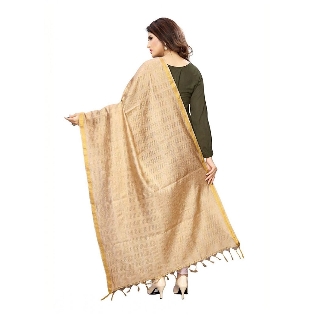 Women'S Cotton Jari Woven Work Dupatta (Beige, Length:2-2.4 Mt