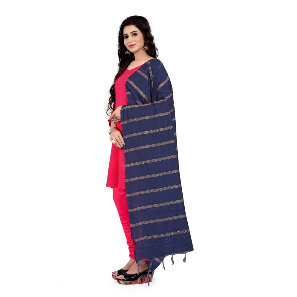 Women'S Cotton Jari Woven Work Dupatta (Blue, Length:2-2.4 Mtr