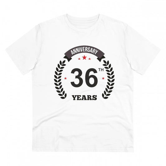 Men'S Pc Cotton 36Th Anniversary Printed T Shirt (Color: White