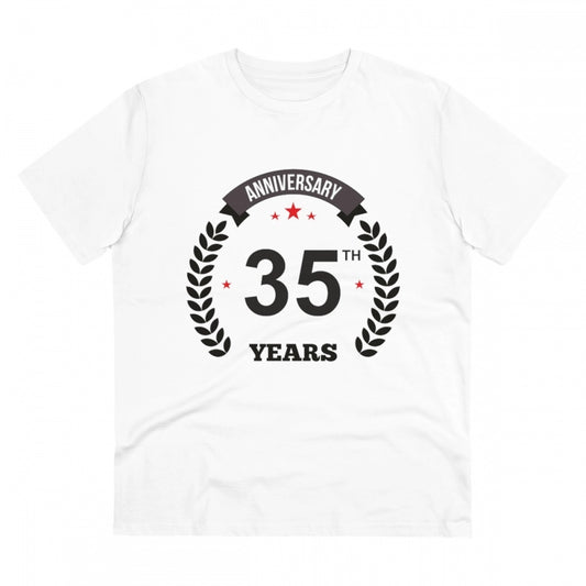 Men'S Pc Cotton 35Th Anniversary Printed T Shirt (Color: White