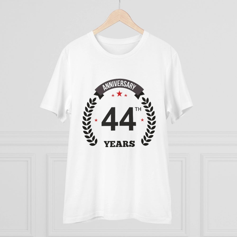 Men'S Pc Cotton 44Th Anniversary Printed T Shirt (Color: White