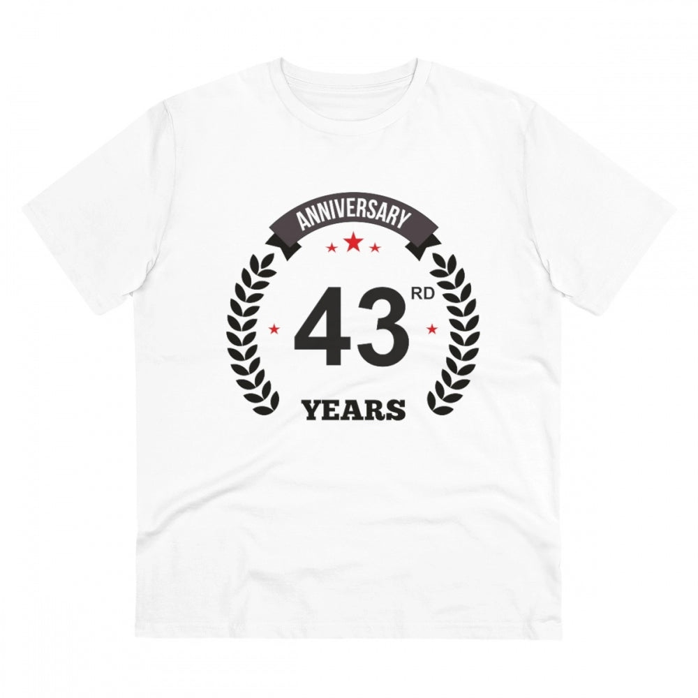 Men'S Pc Cotton 43Rd Anniversary Printed T Shirt (Color: White