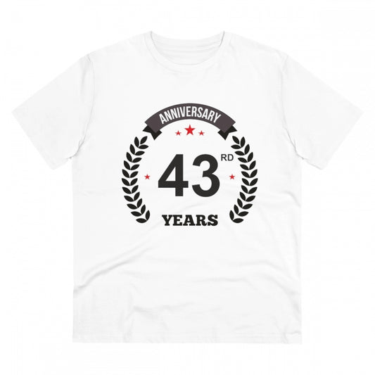 Men'S Pc Cotton 43Rd Anniversary Printed T Shirt (Color: White