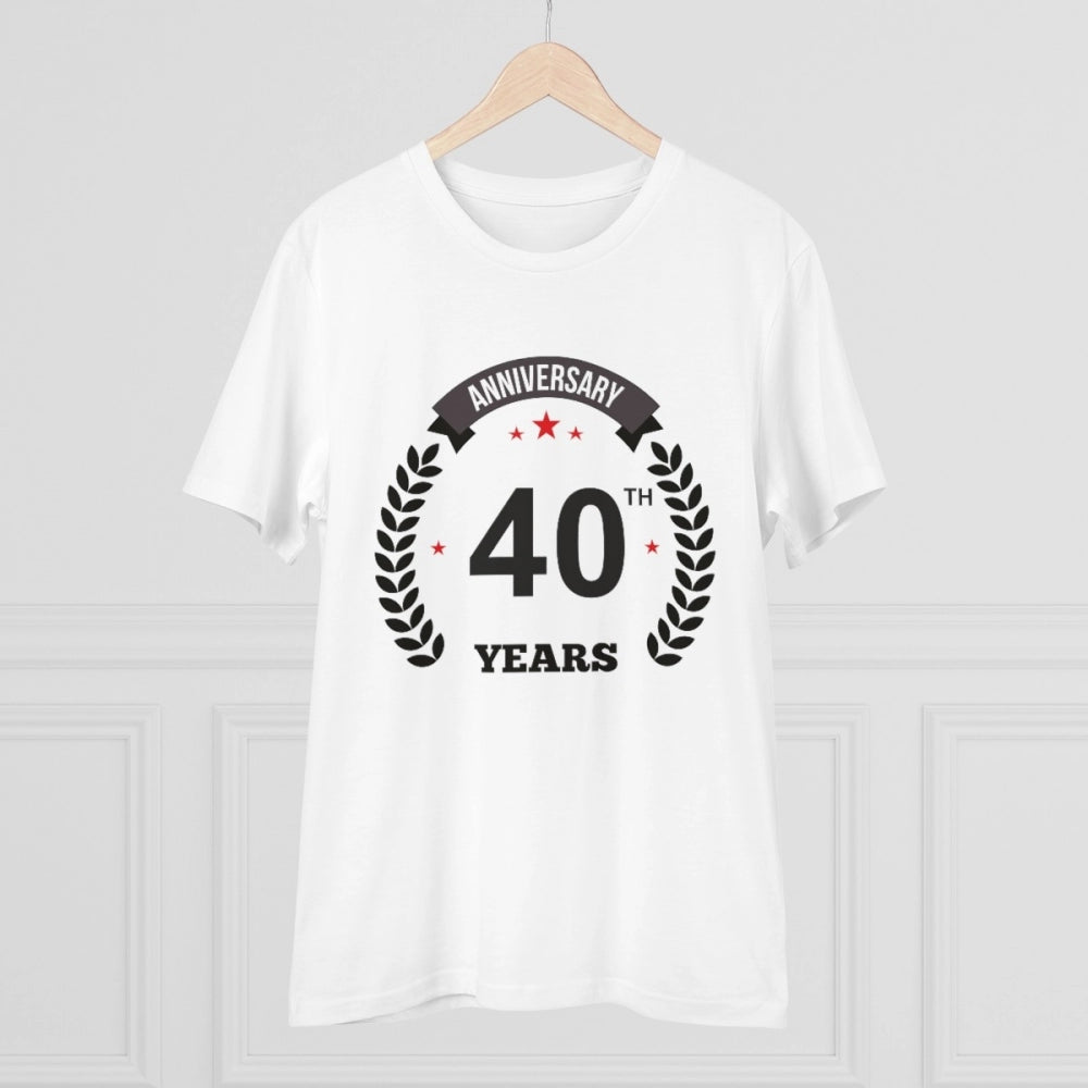 Men'S Pc Cotton 40Th Anniversary Printed T Shirt (Color: White