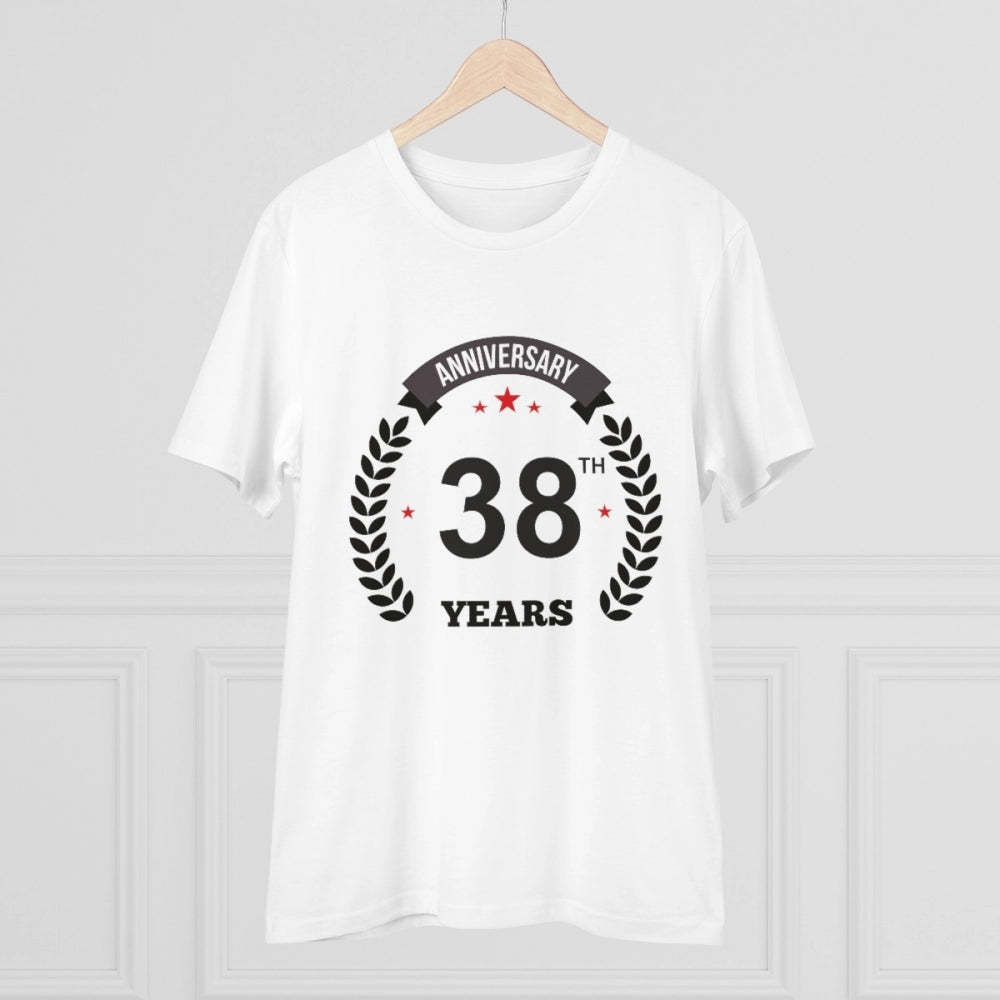 Men'S Pc Cotton 38Th Anniversary Printed T Shirt (Color: White