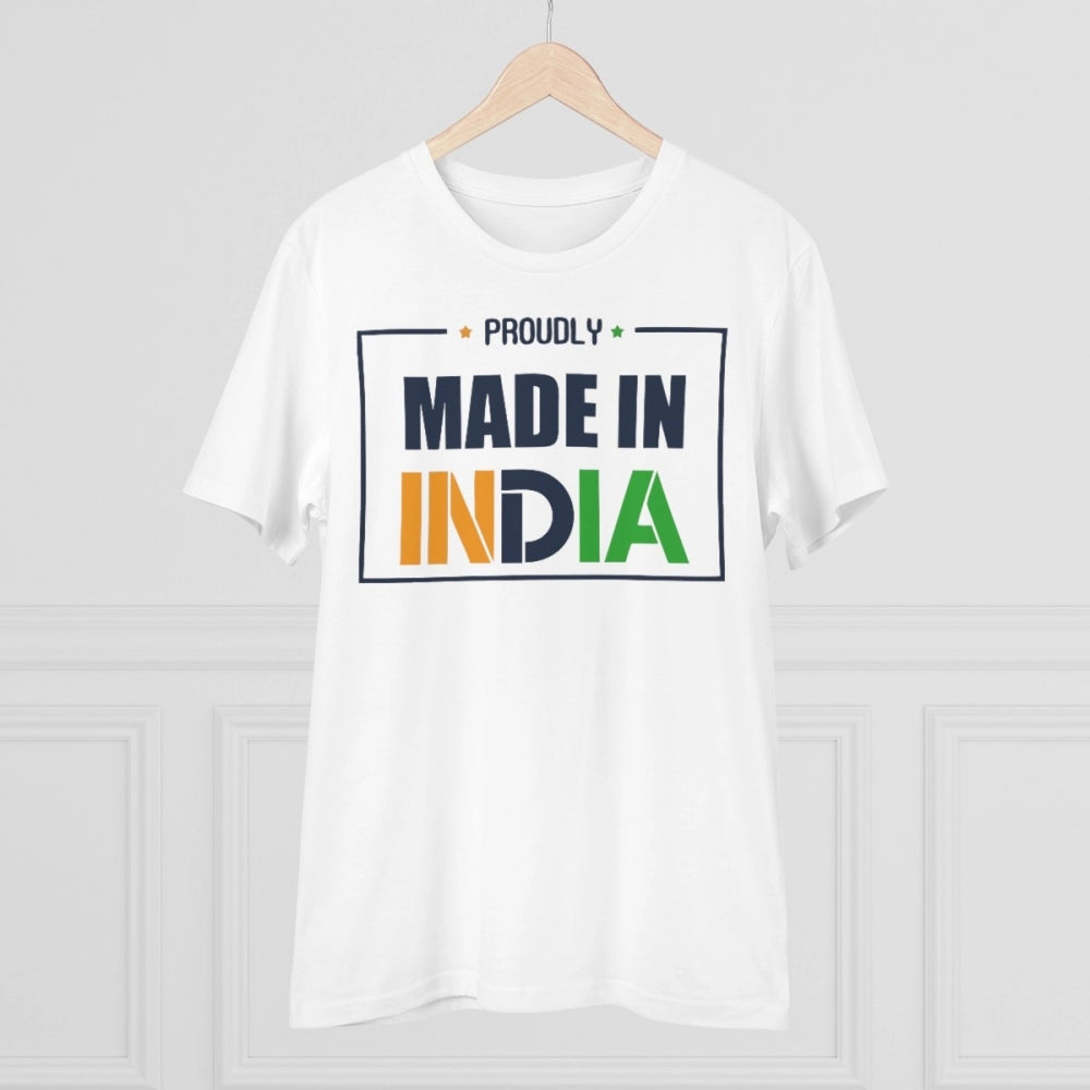 Men'S Pc Cotton Made In India Printed T Shirt (Color: White, T