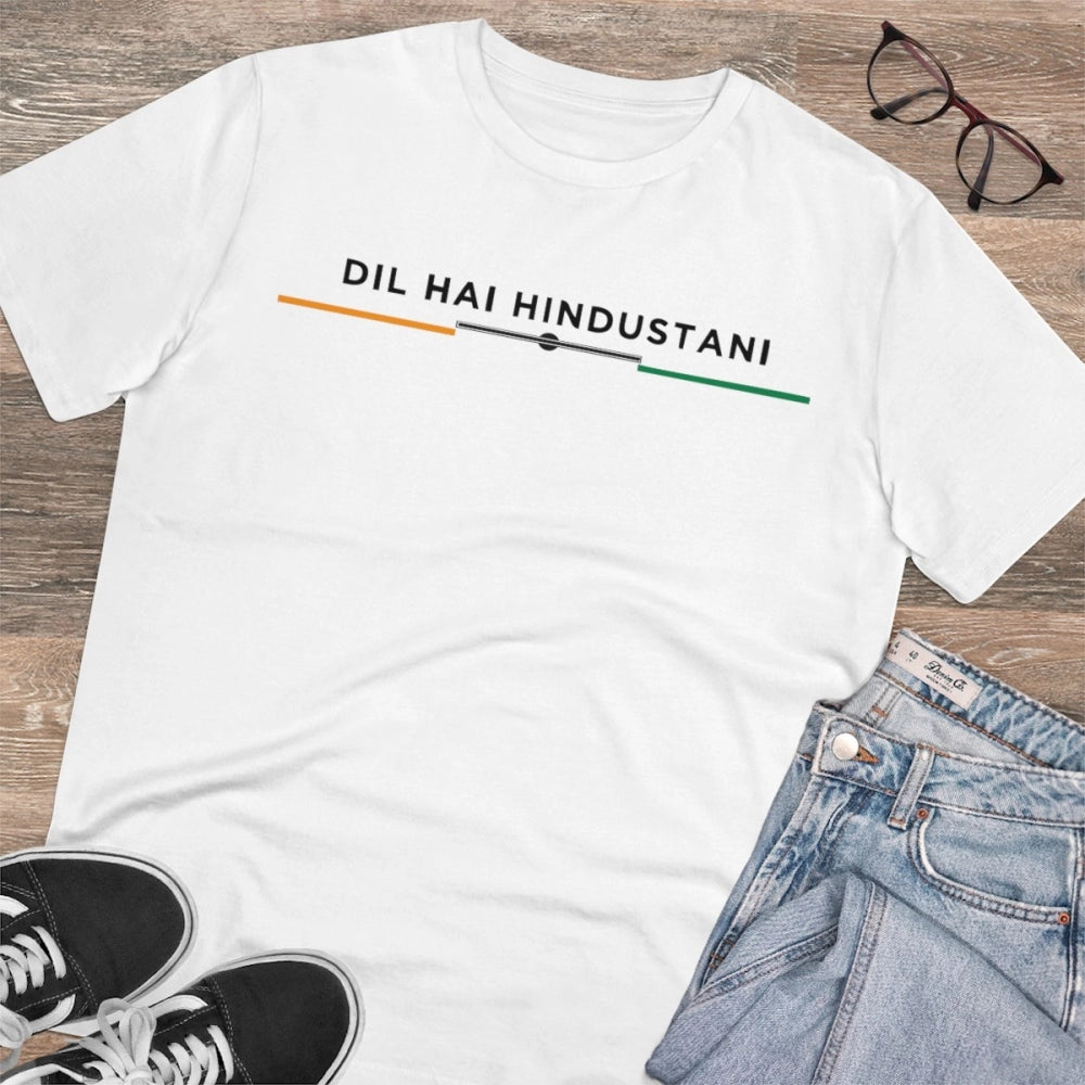 Men'S Pc Cotton Dil Se Hindustani Printed T Shirt (Color: Whit