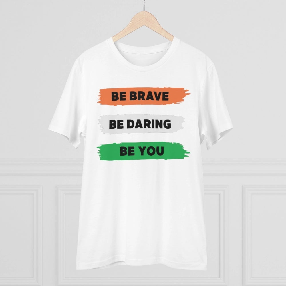 Men'S Pc Cotton Be Brave Be You Printed T Shirt (Color: White,