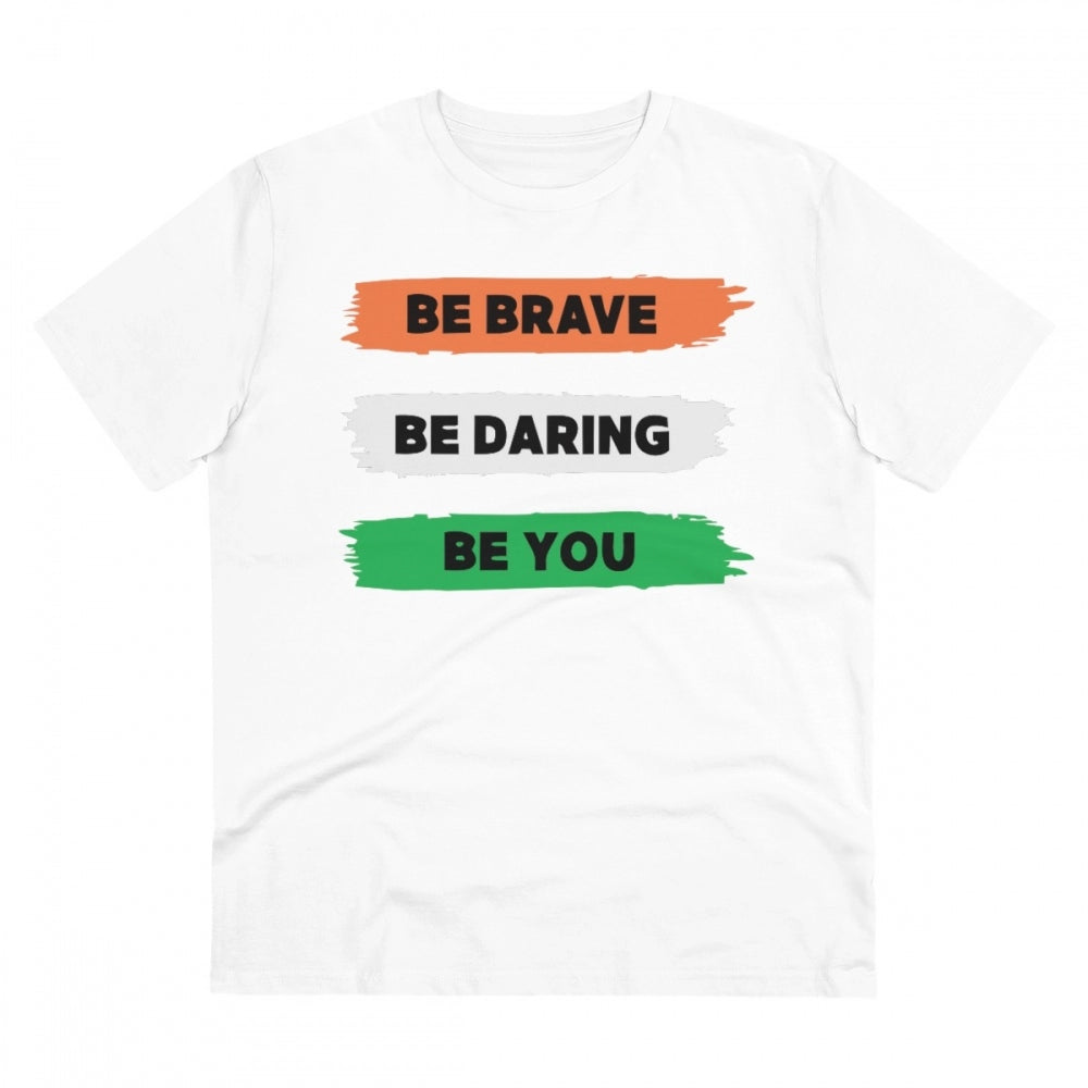 Men'S Pc Cotton Be Brave Be You Printed T Shirt (Color: White,