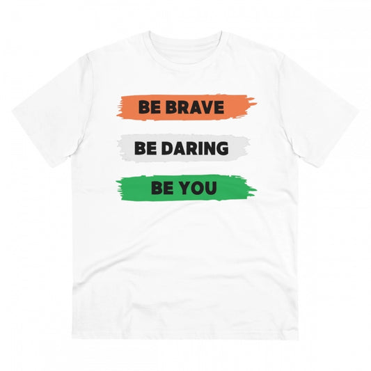 Men'S Pc Cotton Be Brave Be You Printed T Shirt (Color: White,