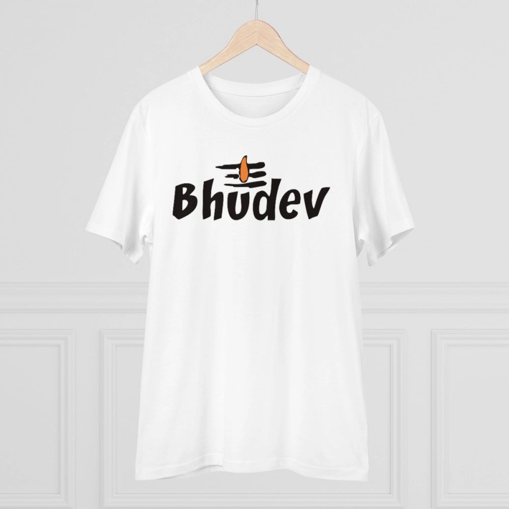 Men'S Pc Cotton Bhudev Printed T Shirt (Color: White, Thread C